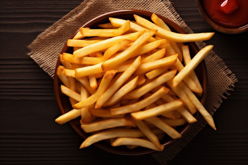 food meal snack fry french fat background potato table tasty chip. Generative AI.