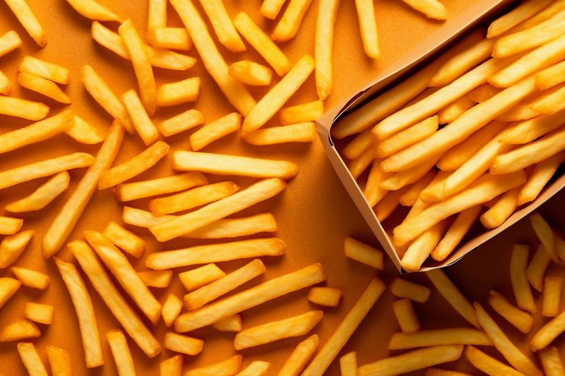 snack fat tasty potato food fry french background meal lunch chip. Generative AI.