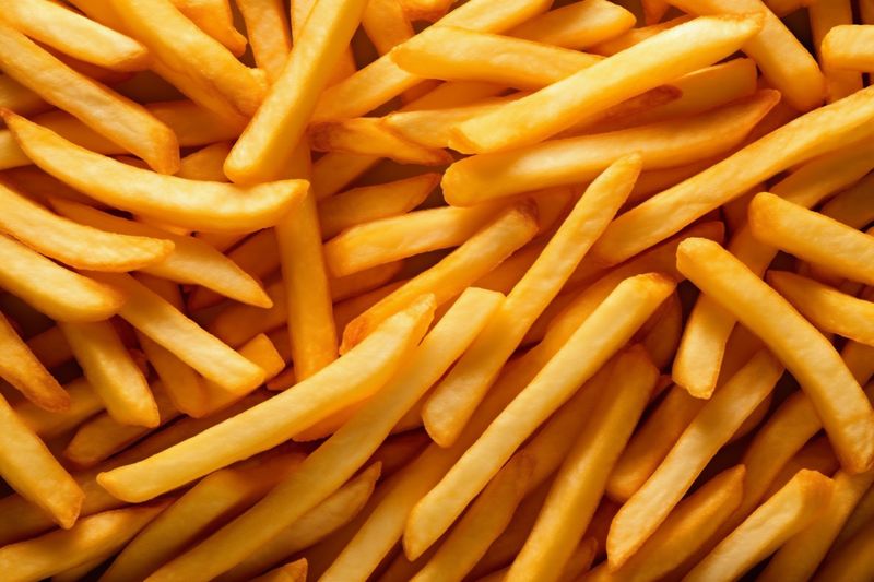 fry potato food fat chip background french food snack tasty fast meal. Generative AI.