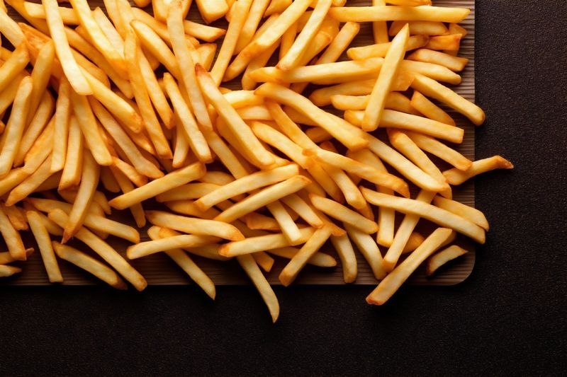 potato french closeup tasty background chip food fry snack fat meal. Generative AI.