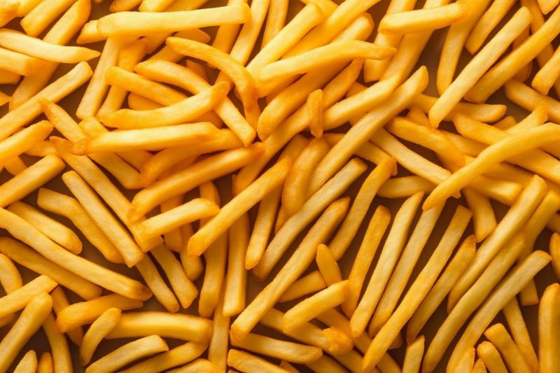 food tasty french snack fry table fat chip background potato meal. Generative AI.