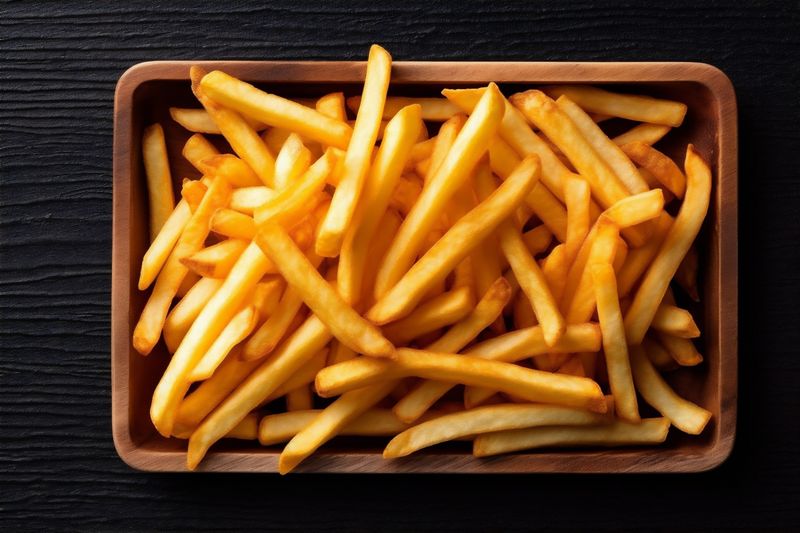 snack background french fat tasty chip food dark meal fry potato. Generative AI.