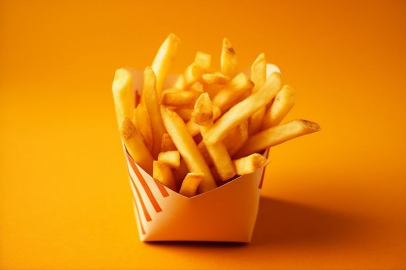 potato fat fry french food snack fries french chip background meal tasty. Generative AI.
