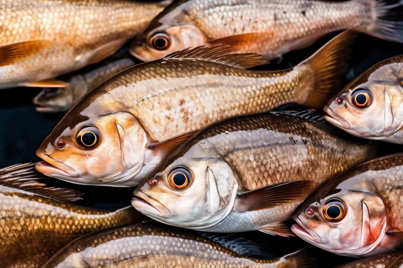 fresh meal black dinner background healthy food smoked seafood fish raw. Generative AI.