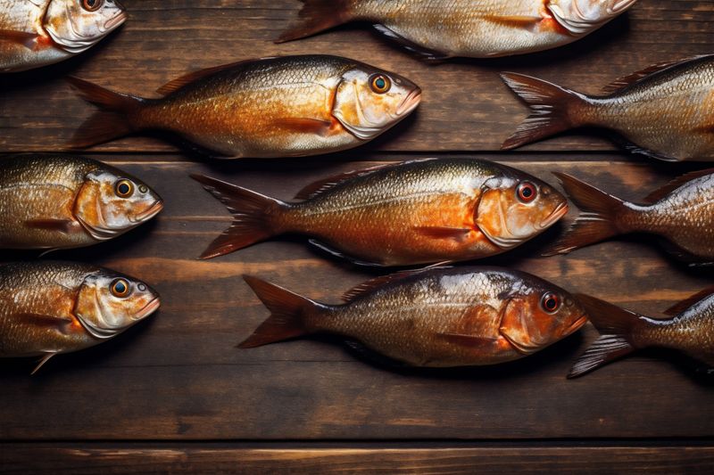 fresh food seafood uncooked healthy meal background dinner raw smoked fish. Generative AI.