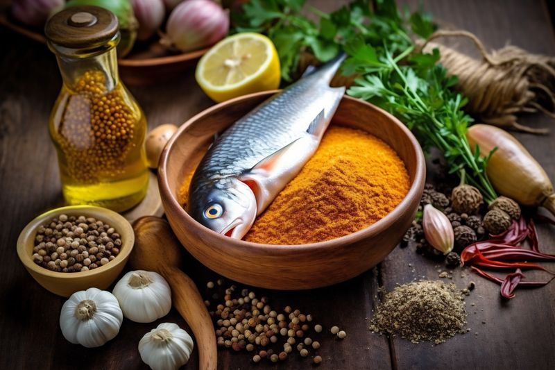 dinner fresh background healthy food seafood raw fish meal diet smoked. Generative AI.