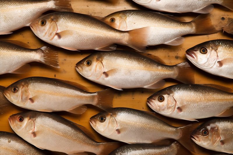 background dinner fresh meal healthy fish food raw space copy smoked seafood. Generative AI.