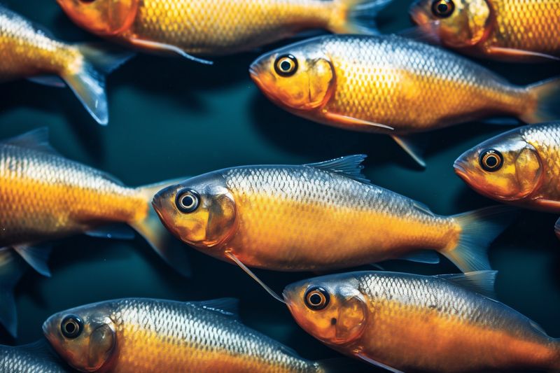 whole seafood raw background food dinner fresh healthy meal smoked fish. Generative AI.