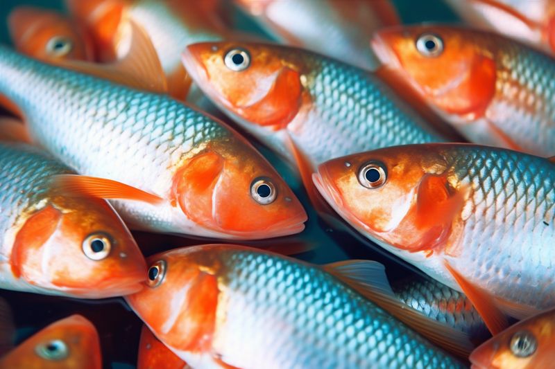 raw healthy fish smoked meal seafood herb fresh background dinner food. Generative AI.