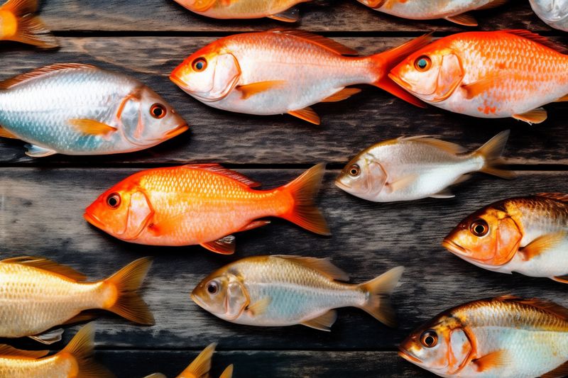 fish meal fresh dinner healthy raw food seafood background salt smoked. Generative AI.