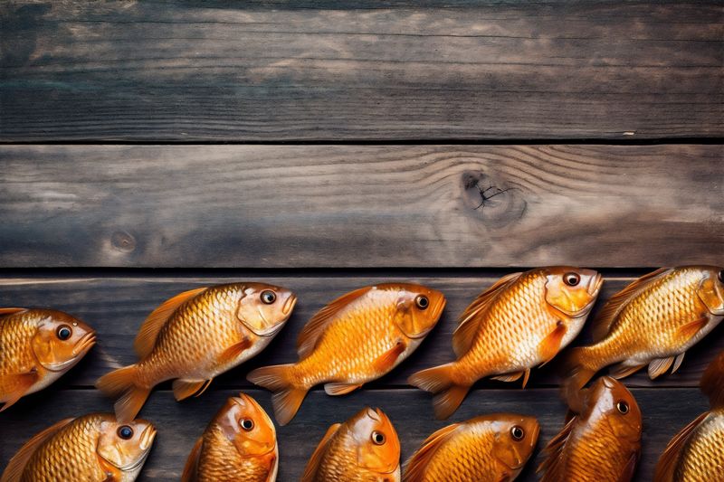 food raw fresh seafood dinner meal smoked spice background fish healthy. Generative AI.