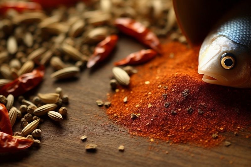 background fresh dorado seafood food healthy smoked fish meal raw dinner. Generative AI.