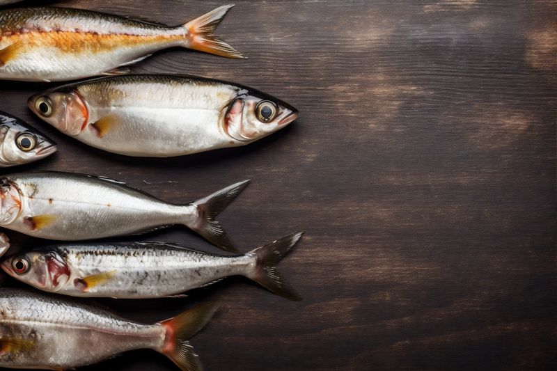 background dinner food fish smoked seafood fresh healthy meal cooking raw. Generative AI.