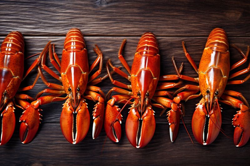 food cooked boiled lobster seafood crawfish freshness background red crayfish claw. Generative AI.