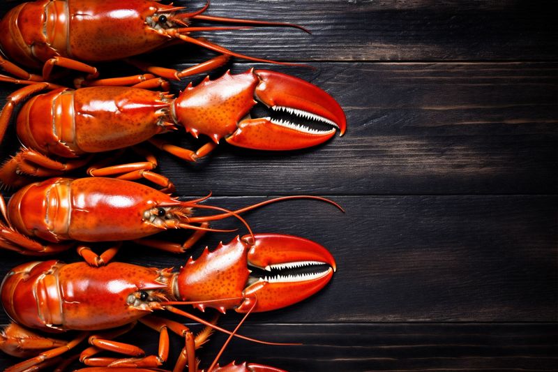 cooked prepared seafood boiled background crawfish food claw red lobster crayfish. Generative AI.