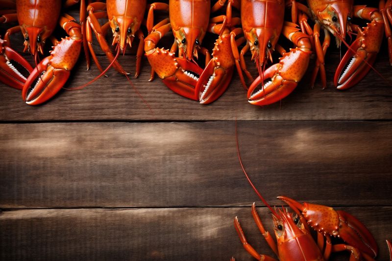 cooked crayfish seafood food red claw background lobster crawfish boiled closeup. Generative AI.