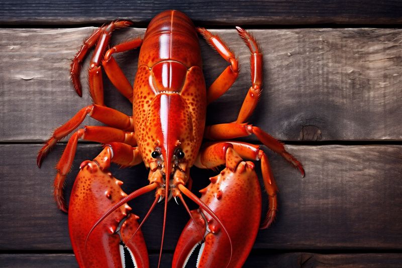 red crawfish cooked claw boiled background food lobster closeup crayfish seafood. Generative AI.