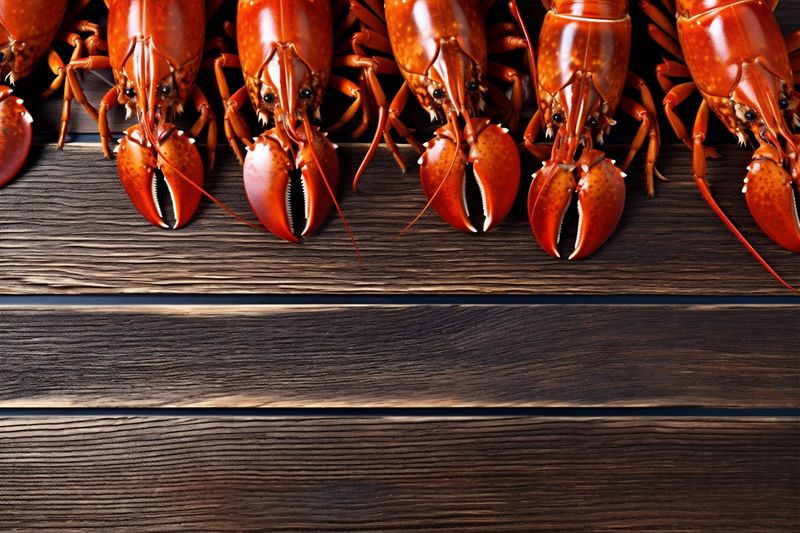 food crawfish seafood background lobster crayfish cooked boiled red eating claw. Generative AI.