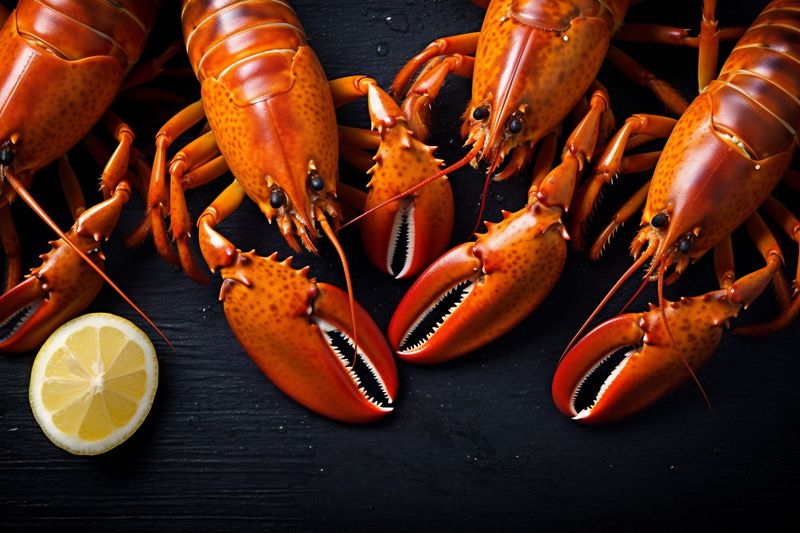 cooked lobster boiled seafood red shell food claw crayfish background crawfish. Generative AI.