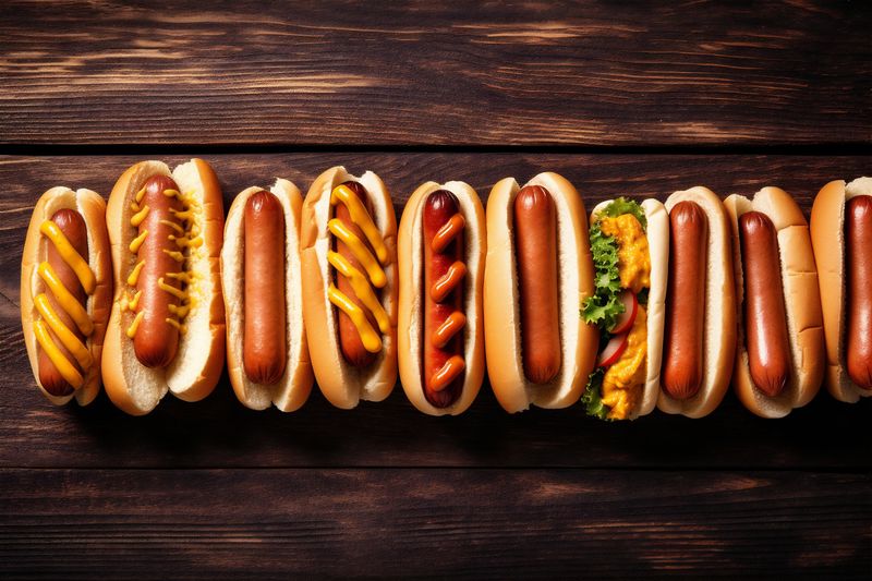 dog hot-dog bread background hot fast american sausage food meat sauce. Generative AI.