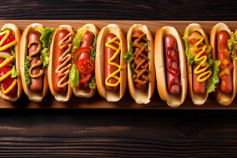 dog sausage bread background food sauce meat fast snack hot american. Generative AI.