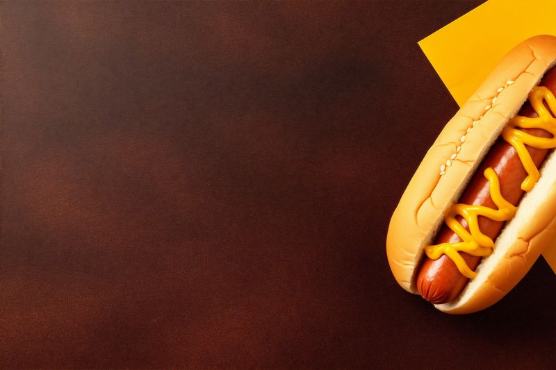 dog hot-dog meat american food background bread fast sauce hot sausage. Generative AI.