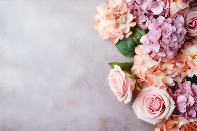 background flower leaf pink blossom floral wedding valentine minimal nature bouquet. Generative AI.