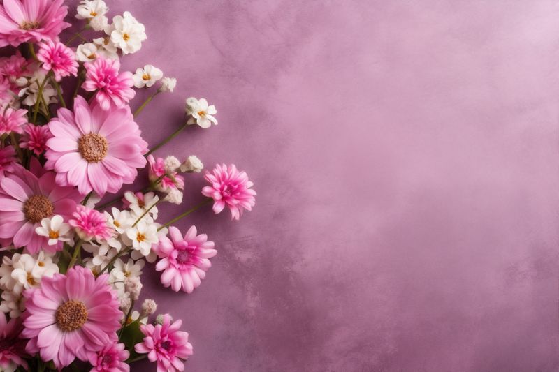 leaf floral valentine bouquet wedding pink space nature flower copy blossom background. Generative AI.