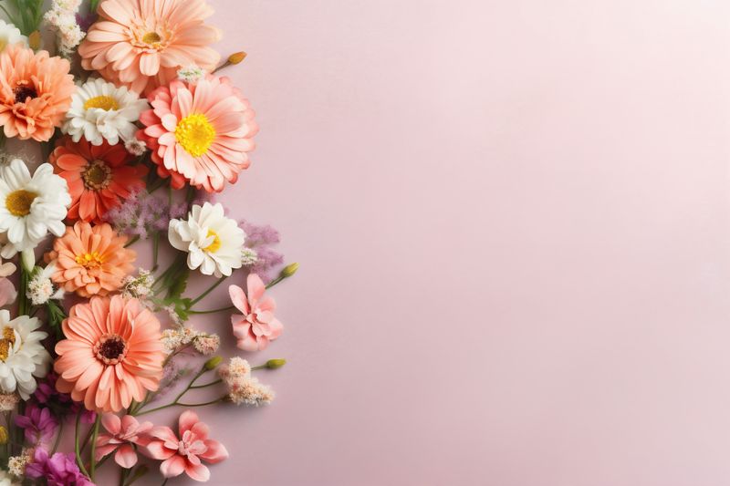 nature blossom minimal background valentine pink wedding flower bouquet leaf floral. Generative AI.