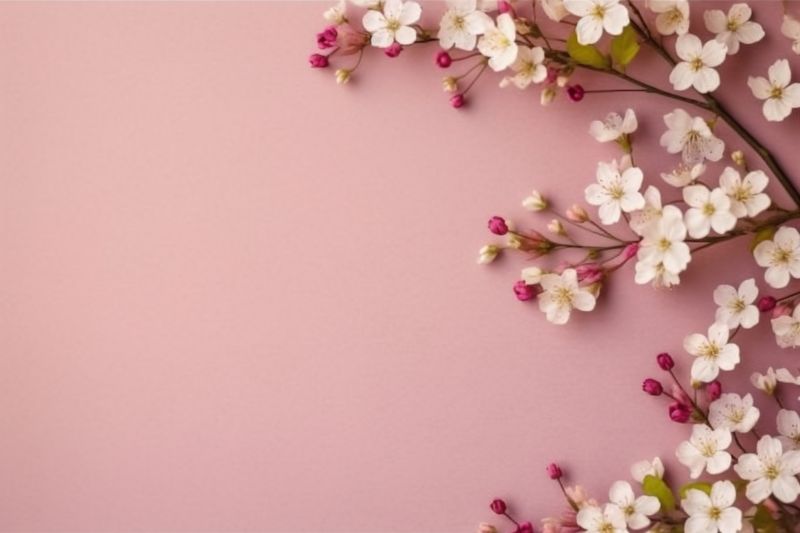 green valentine background wedding nature leaf bouquet pink flower floral blossom. Generative AI.