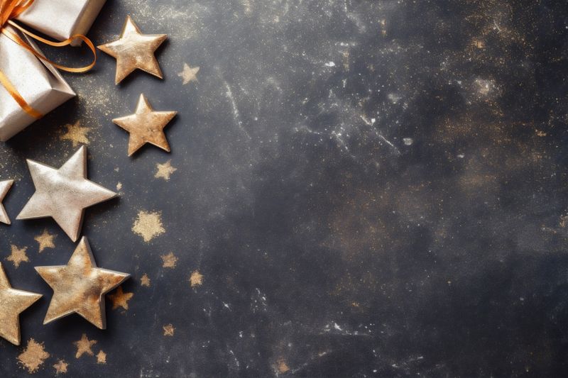 winter christmas decoration background card gold tree year new holiday christmas snowflakes. Generative AI.