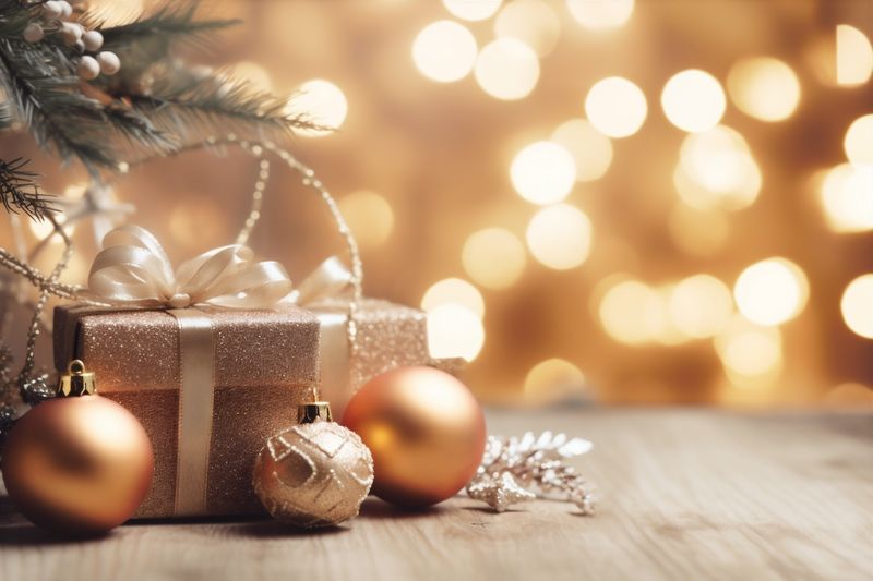 background holiday decoration new christmas tree text year card gold snowflakes christmas. Generative AI.