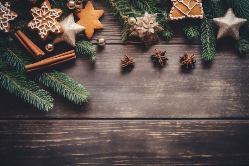 christmas year gold merry new decoration card christmas background tree snowflakes holiday. Generative AI.