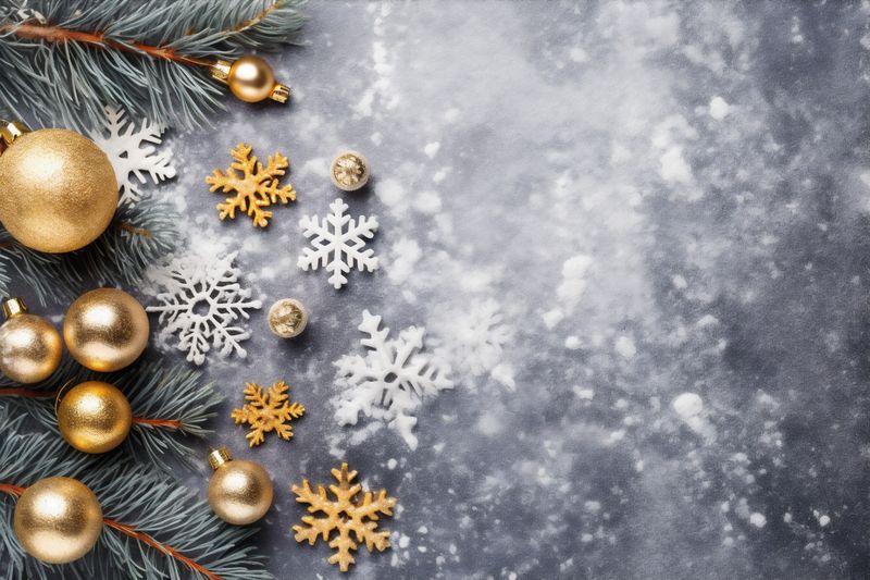 card snowflakes christmas tree celebration decoration christmas holiday background year gold new. Generative AI.