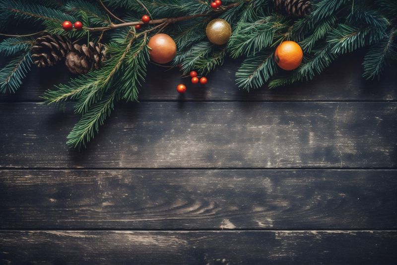 holiday snowflakes year gold card ball new decoration background christmas christmas tree. Generative AI.