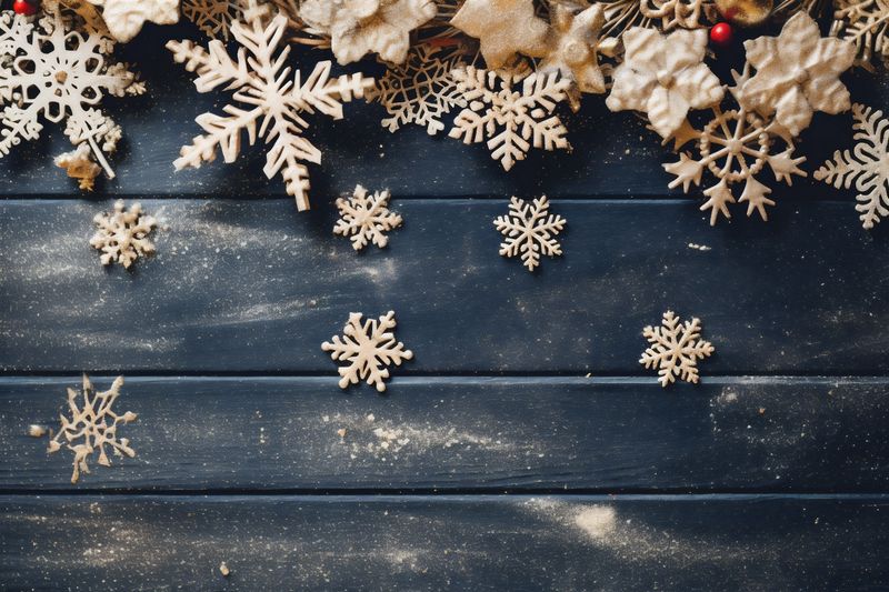 new holiday christmas snowflakes tree gold party decoration card background year christmas. Generative AI.