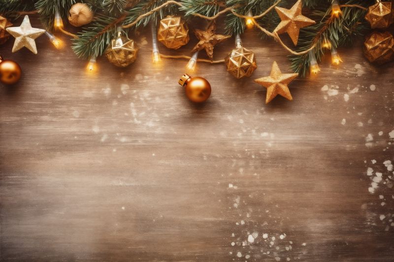 gold christmas card tree holiday new snowflakes decoration background sparkle year christmas. Generative AI.