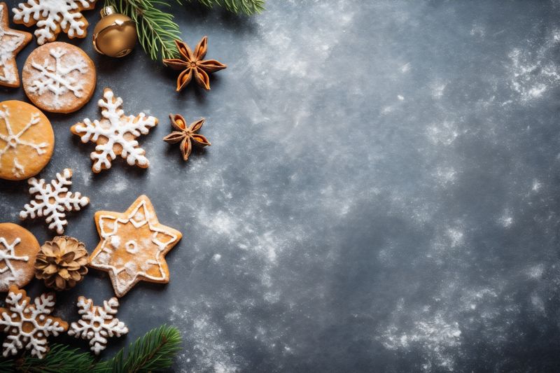 decoration gold christmas holiday year snowflakes card background new christmas tree golden. Generative AI.