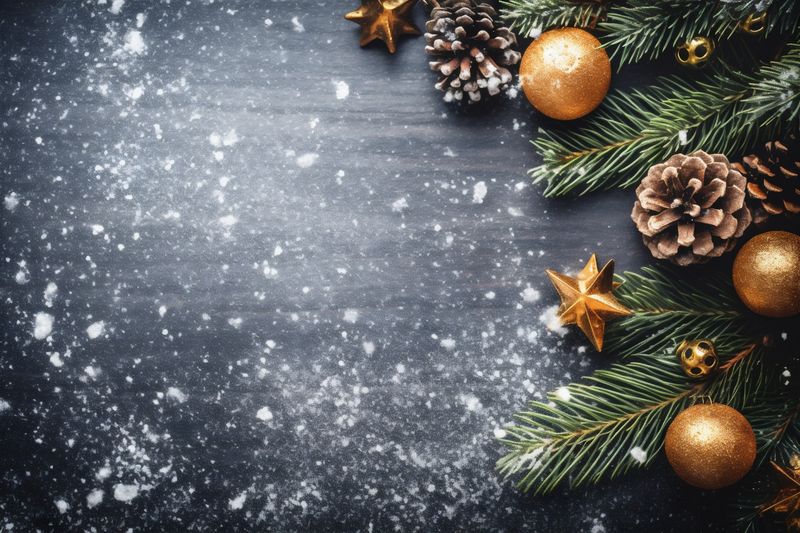 card christmas tree snowflakes text new gold background holiday christmas year decoration. Generative AI.