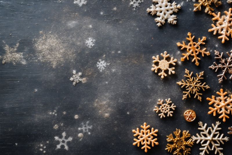 background tree new decoration snowflakes holiday year christmas tree christmas card gold. Generative AI.