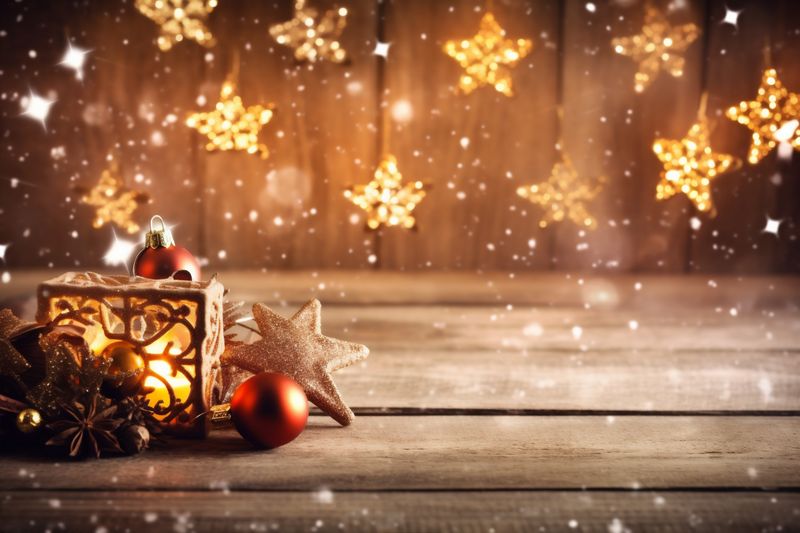 snowflakes holiday card decoration christmas year tree new text space gold background christmas. Generative AI.