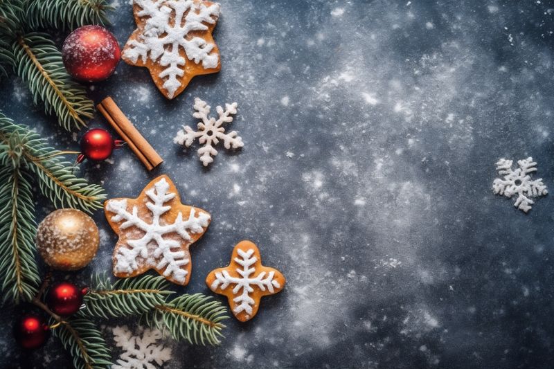 background decoration snowflakes holiday year light card christmas christmas new gold tree. Generative AI.