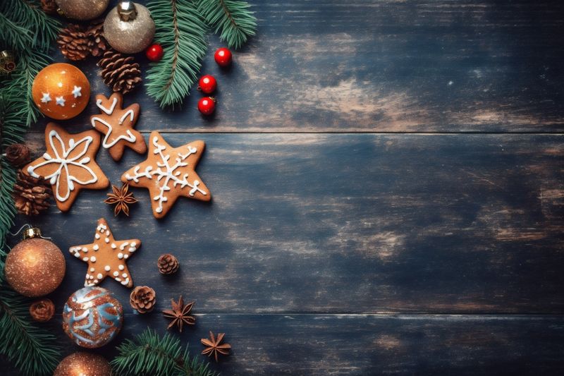 decoration background gold tree christmas tree holiday snowflakes christmas new card year. Generative AI.