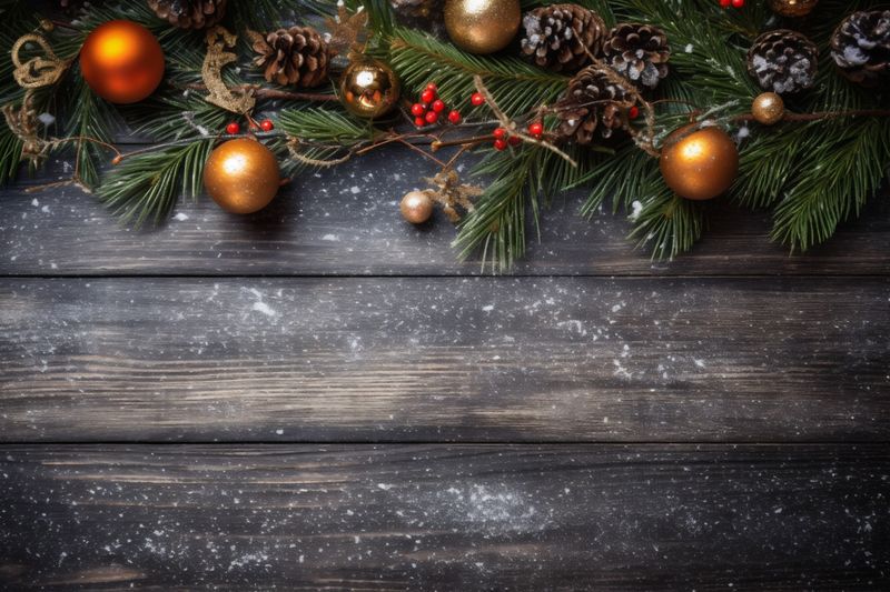 christmas year christmas background snowflakes decoration new decorative card gold tree holiday. Generative AI.