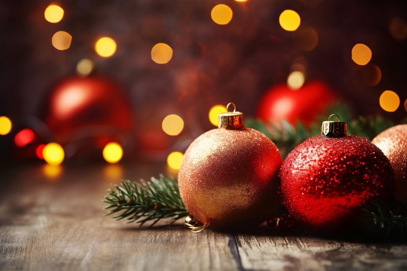 christmas background decor new snowflakes gold tree card holiday decoration year christmas. Generative AI.