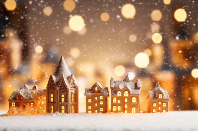 holiday snowflakes decoration christmas card year christmas season background new gold tree. Generative AI.