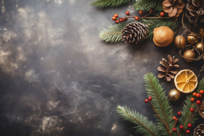 gold christmas new year festive decoration background christmas card tree holiday snowflakes. Generative AI.