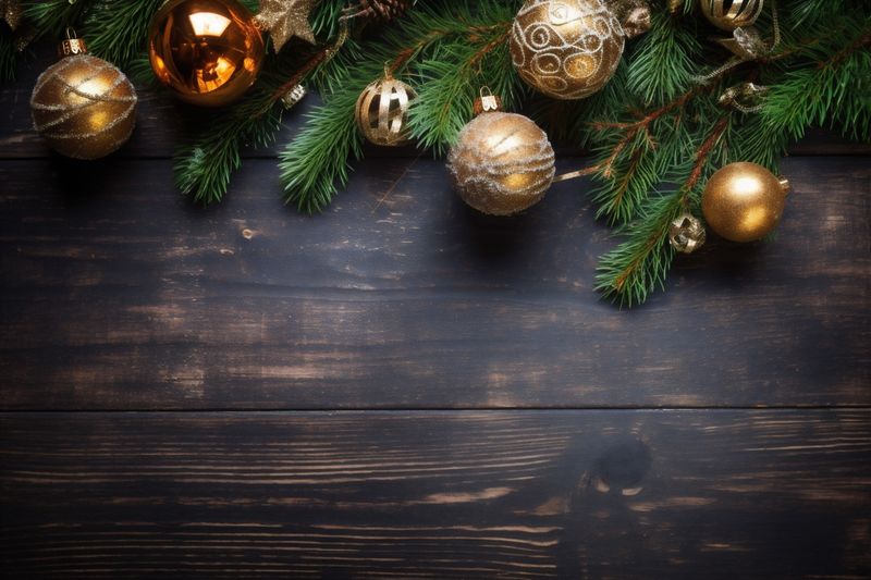 christmas background dark christmas year new card snowflakes decoration holiday tree gold. Generative AI.