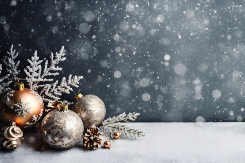 gold decoration new year background card christmas dark snowflakes tree christmas holiday. Generative AI.