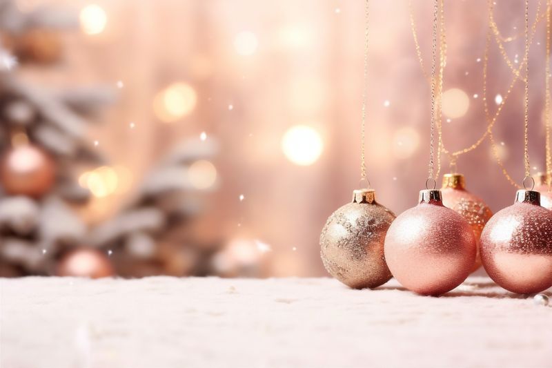 decoration gold snowflakes christmas new christmas ornament background tree year card holiday. Generative AI.